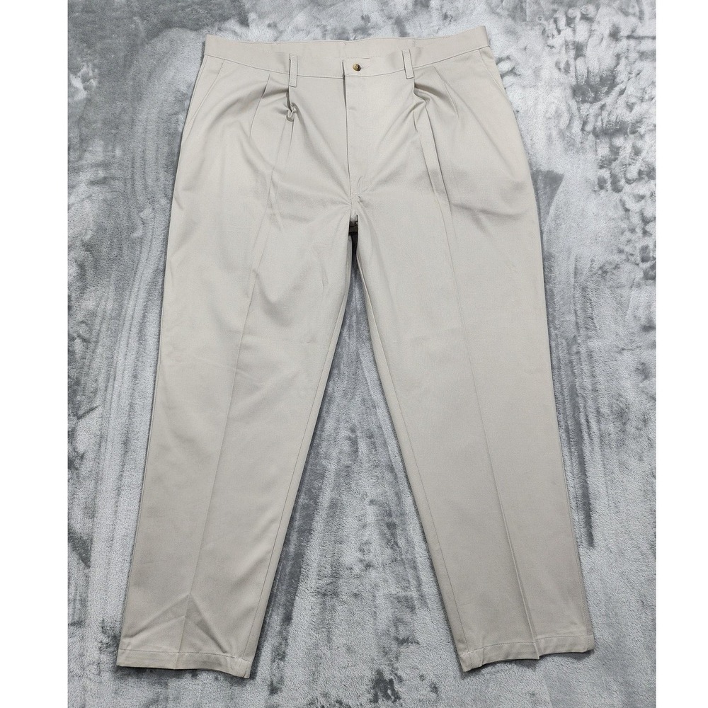 Timber Creek By Wrangler Pants Mens 42x30 Beige Pleated Khakis Chino Casual